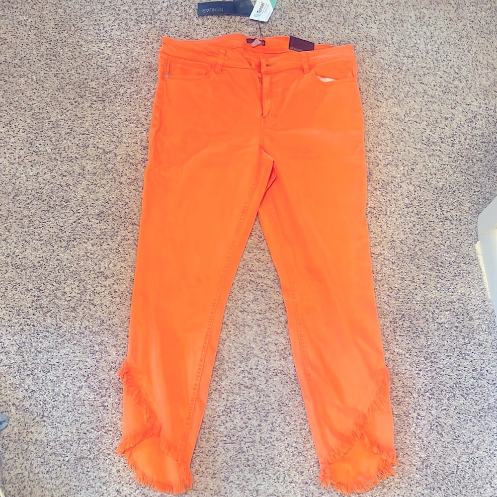 NWT Renuar Orange Crop/Frayed Jeans Size 14